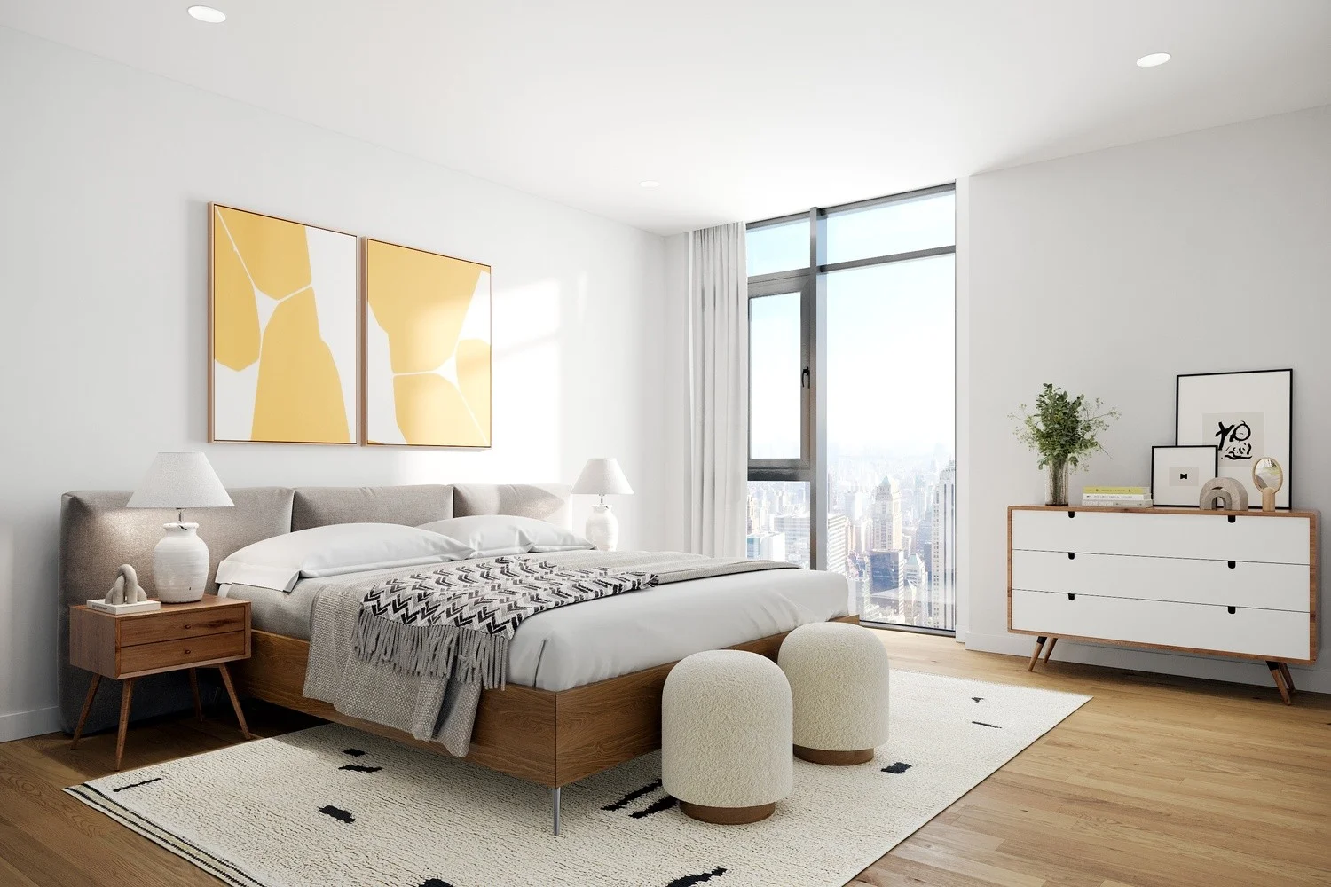 Bedroom Mid-Century Modern style Virtual staging (BMC_0004) BMC_0004_view_1.jpg