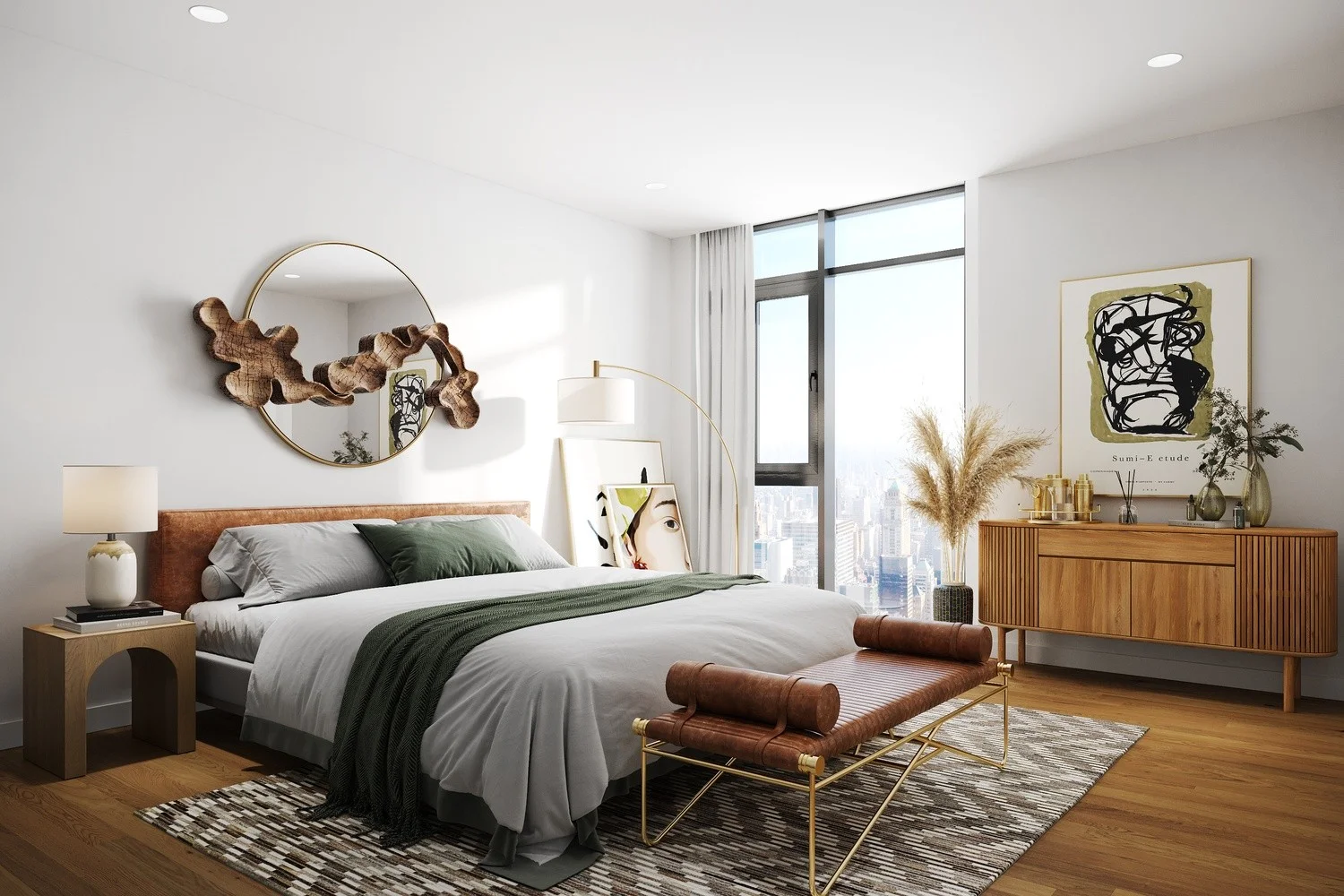 Bedroom Mid-Century Modern style Virtual staging (BMC_0013) BMC_0013_view_1.jpg